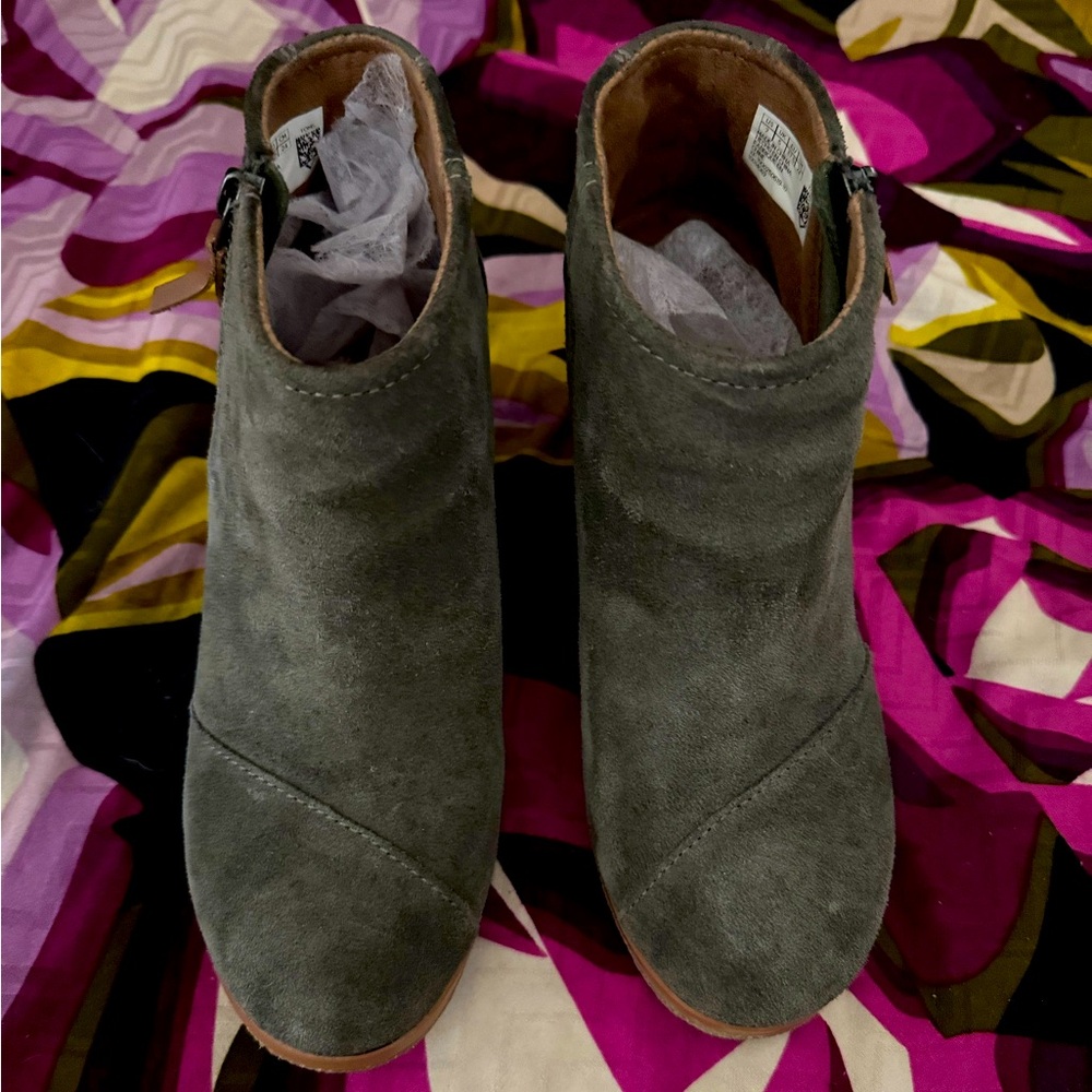 Green Suede Ankle Boots